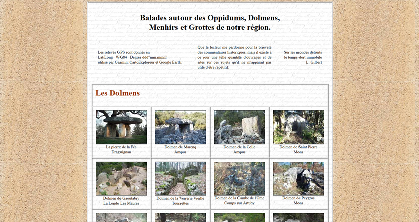 Le site Balades autour des Oppidums, Dolmens, Menhirs et Grottes de notre région
