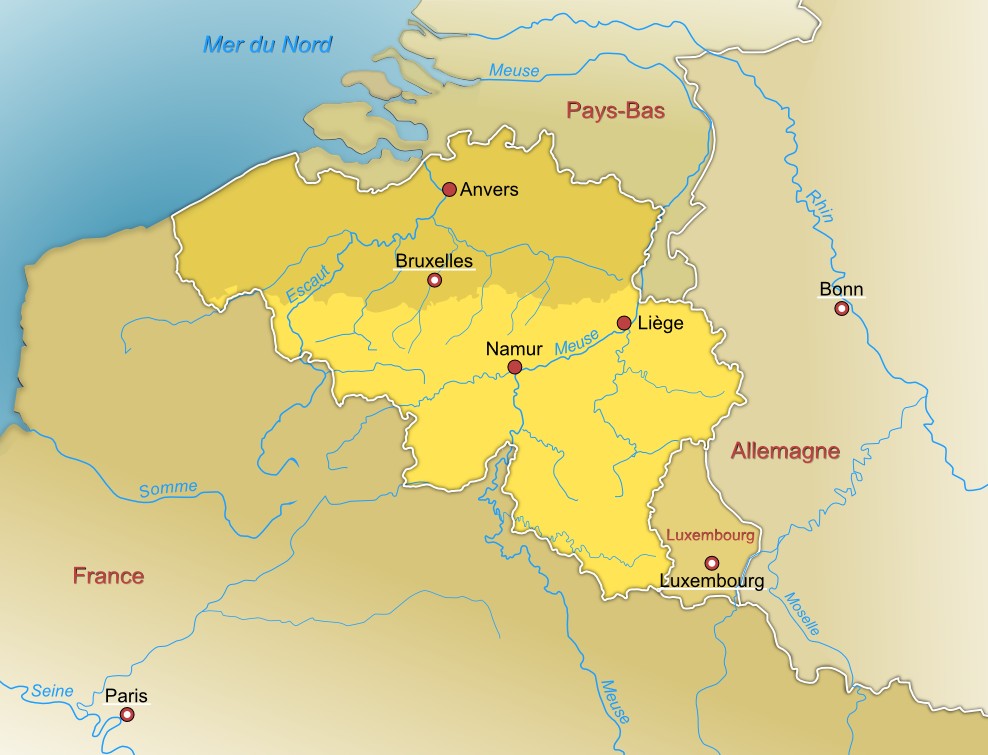 Carte de Belgique avec position des principaux sites.